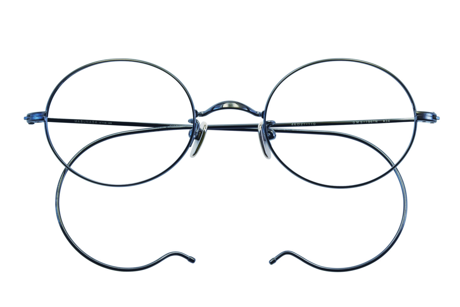 Occhiali Masunaga modello GMS196TN in titanio con montatura rotonda e aste avvolgenti